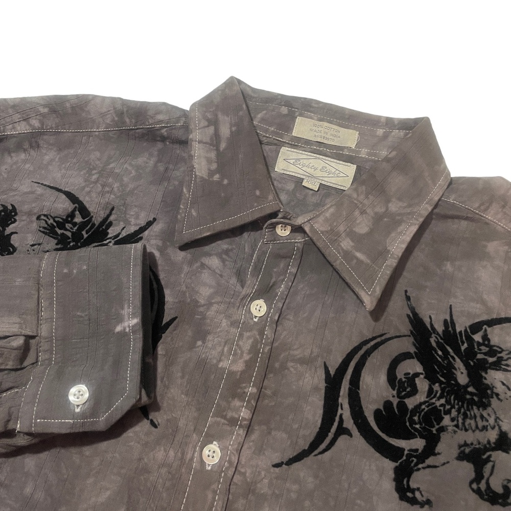 Eighty Eight XXL Grey Button Down‎ Embellished Long Sleeve Mens Western Shirt